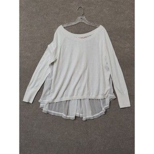 Victoria's Secret Sweater Blouse Womens XL White Sheer Back Long Sleeve